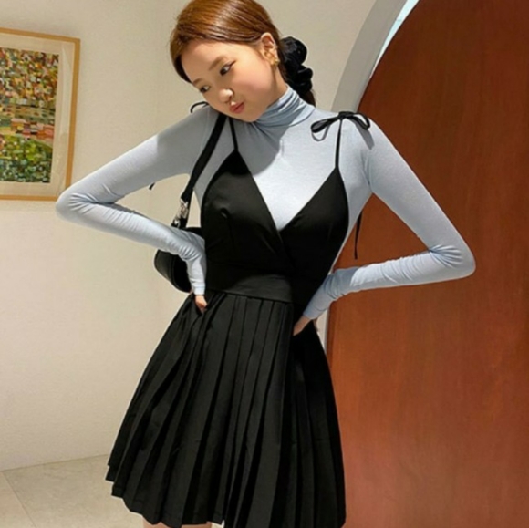 🎀SALE.. Fashion Ladies Pleated Plain Pinafore Bib Sleeveless Dress - Picture 5 of 10